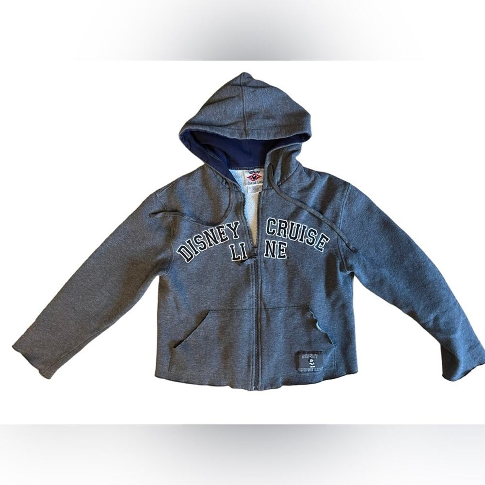 DISNEY Cruise Line Gray Crop Full Zip Hoodie Sweatshirt Child SZ S